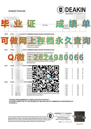 澳大利亚迪肯大学成绩单毕业证模版、文凭参考、学位证、成绩单图片.jpg
